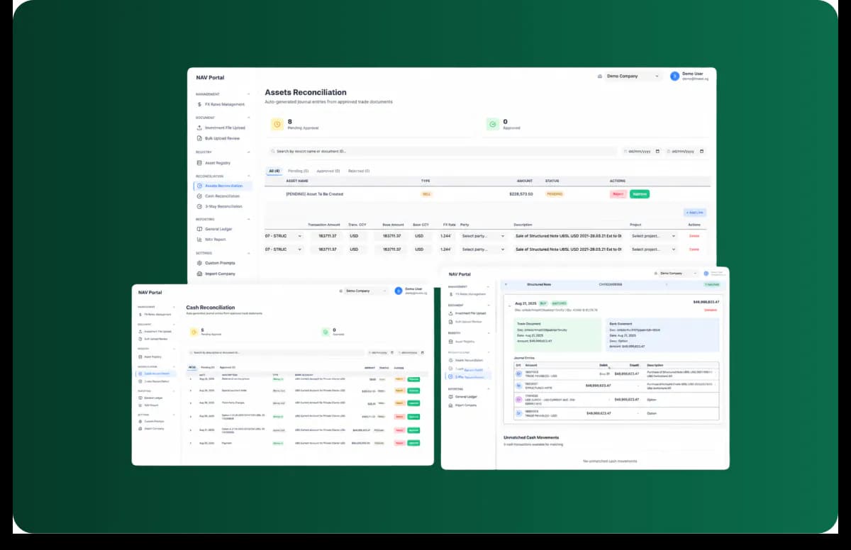 FUNDS fund operations and NAV agent interface