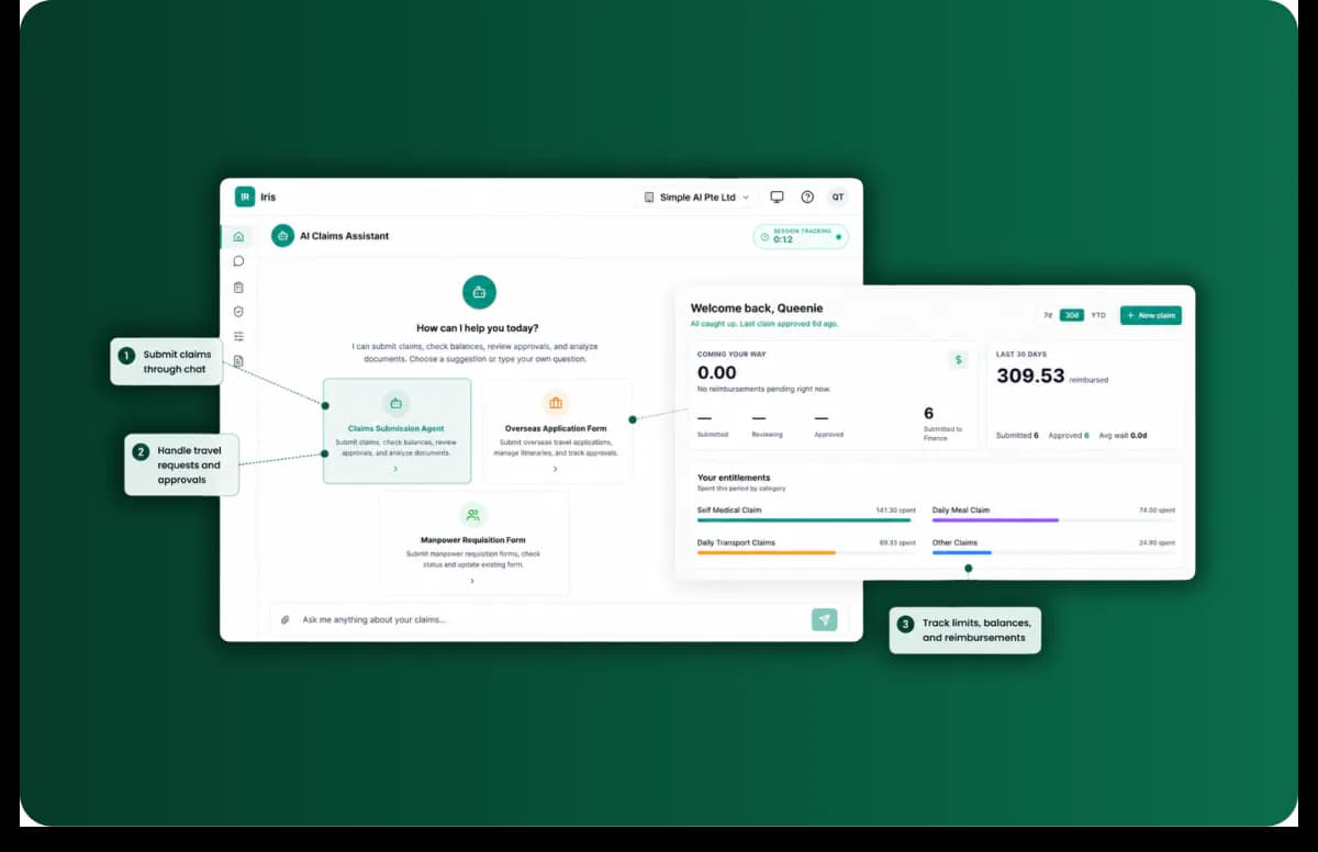 IRIS HR claims agent interface