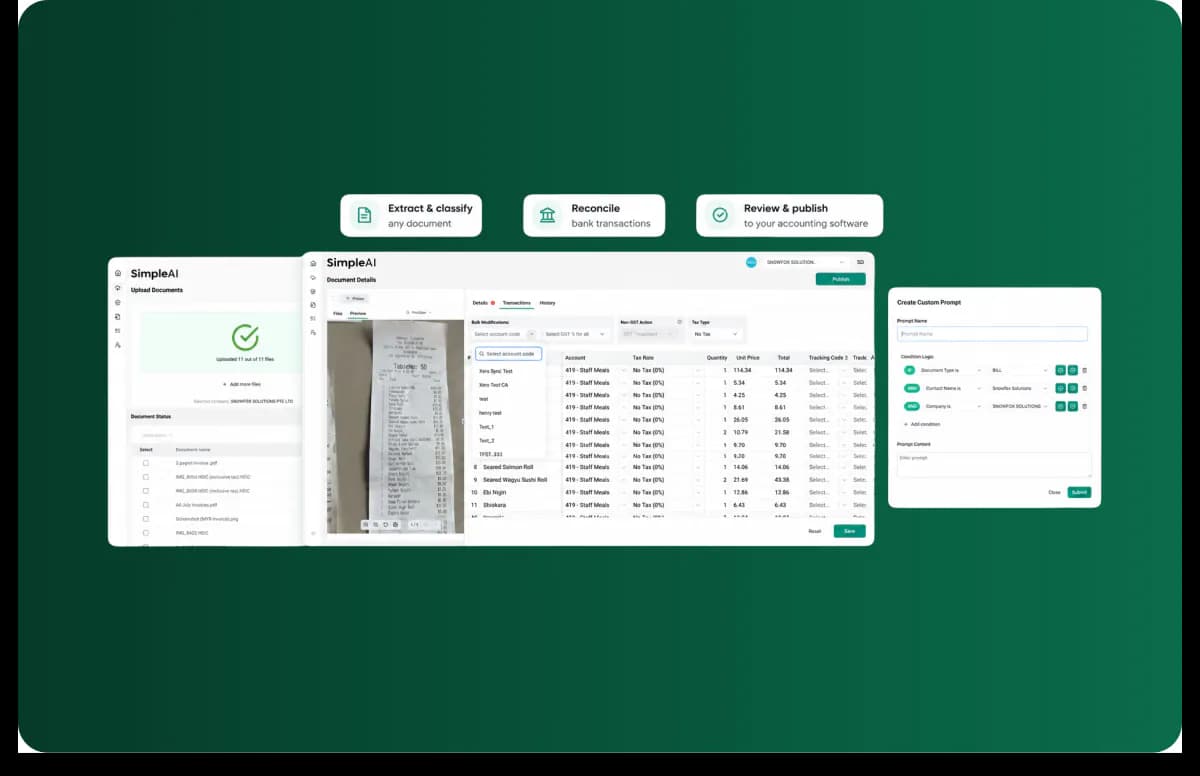SAAM accounting and bookkeeping agent interface